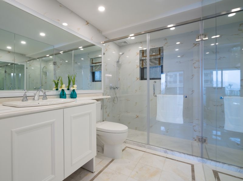 Corner Shower with Sliding Doors